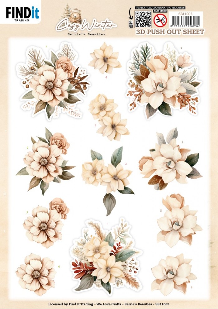 3D Pushout Sheet - Berries Beauties - Cosy WInter - Cosy Flowers