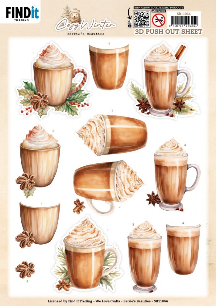 3D Pushout Sheet - Berries Beauties - Cosy WInter - Cosy Drinks
