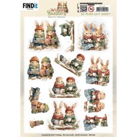 3D Pushout Sheet - Berries Beauties - Winter Bunnies - Bunnies Together