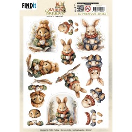 3D Pushout Sheet - Berries Beauties - Winter Bunnies - Drinking Bunnies
