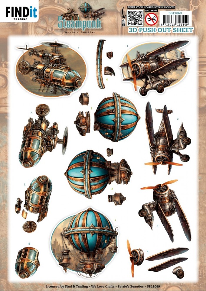 3D Pushout Sheet - Berries Beauties - Steampunk - In the Air