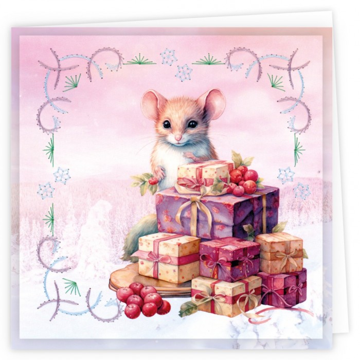 Stitch and Do Cards 17 - Berries Beauties - Pastel Purple Christmas