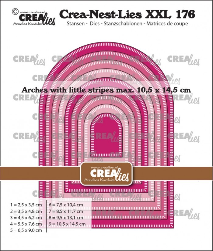 Crea-Nest-Lies XXL stansen no. 176, Bogen met kleine streepjes