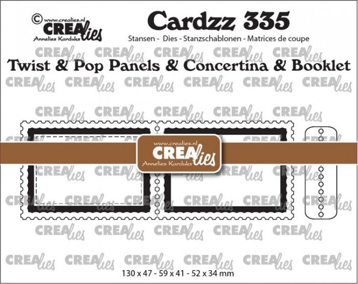 Cardzz stansen no. 335, Twist en Pop A7, Panelen en Leporello en Miniboekje Postzegel