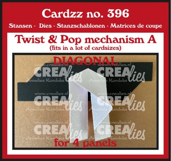 Cardzz stansen no. 396, Twist en Pop A Diagonaal voor 4 panelen