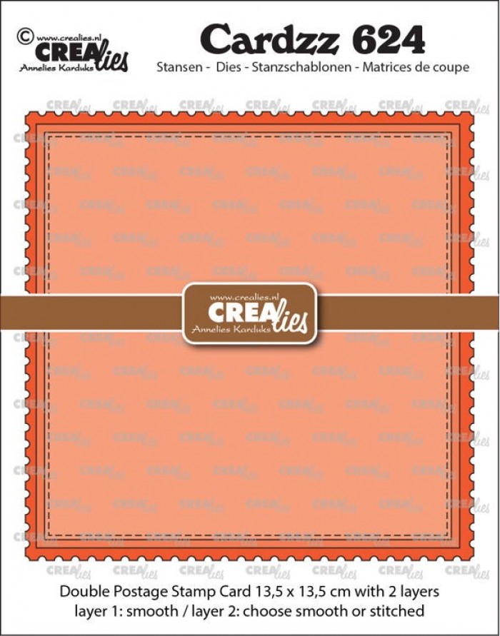 Cardzz stansen no. 624, Dubbele kaart postzegel Vierkant