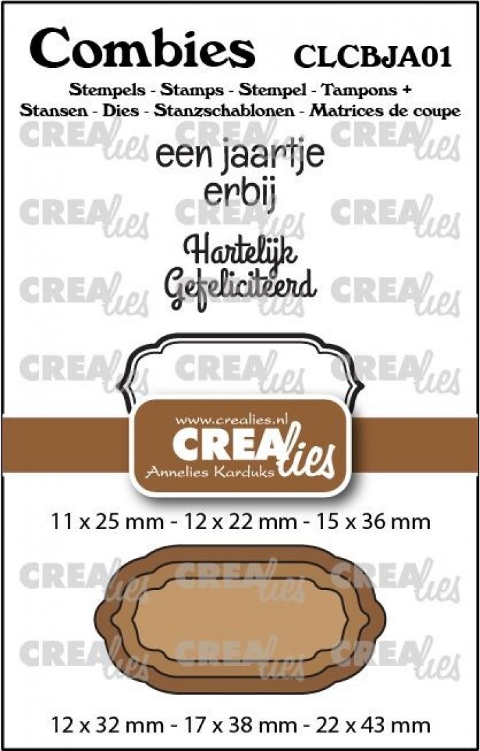 Combies Stempelsset Jarig 01: 2 teksten + 1 tag/label