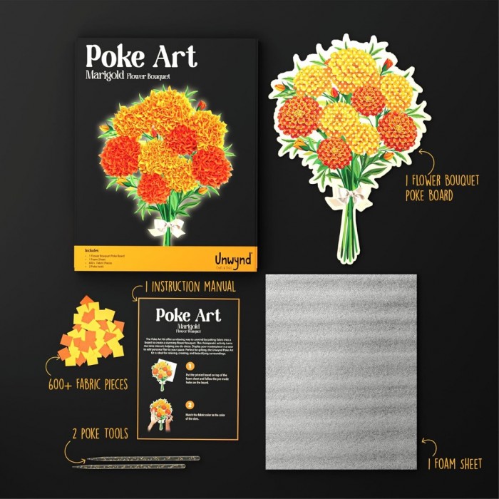Poke Art Marigold Flower