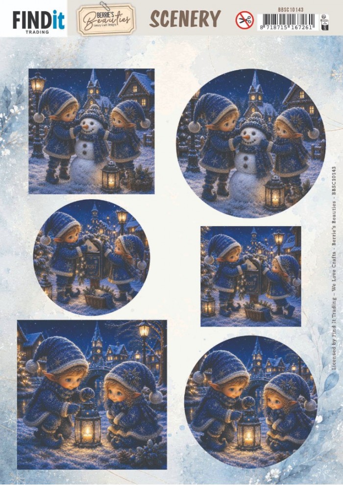 Scenery Push out - Berries Beauties - Blue Christmas Elfs 1