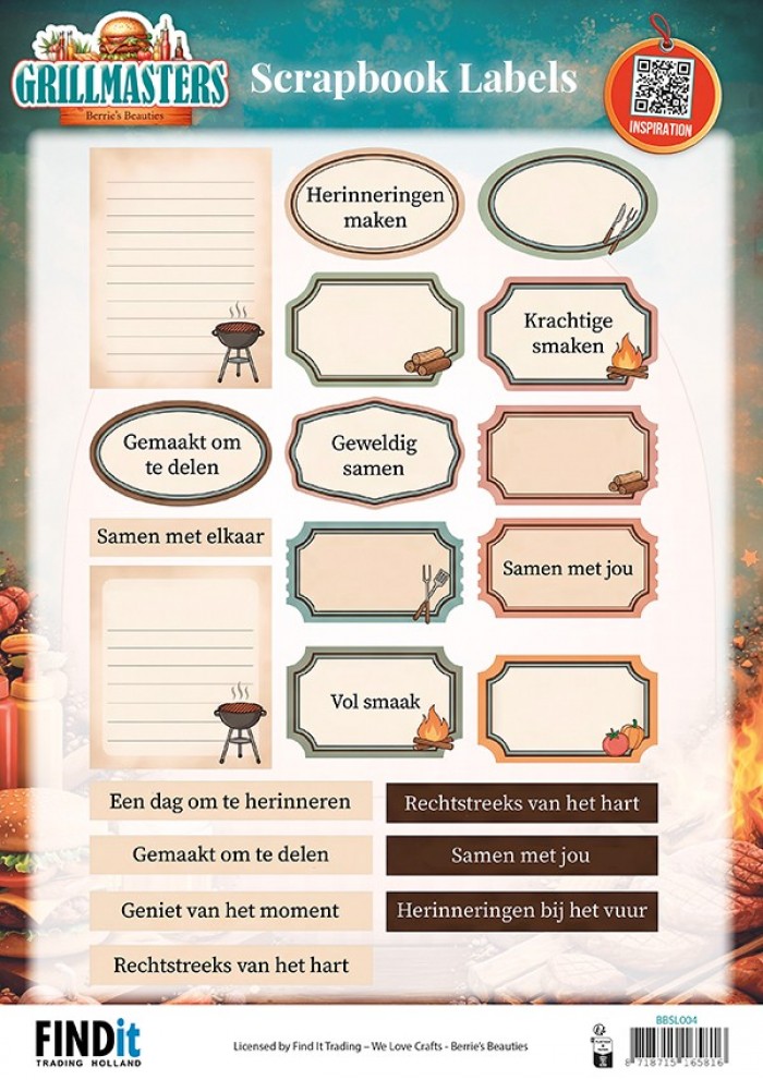 Berrie's Beauties Scrapbook Labels - Grillmasters - NL