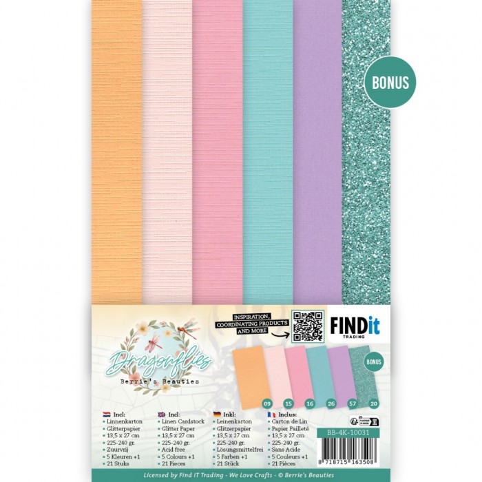 Linen Cardstock Pack - Berries Beauties - Dragonflies - 4K