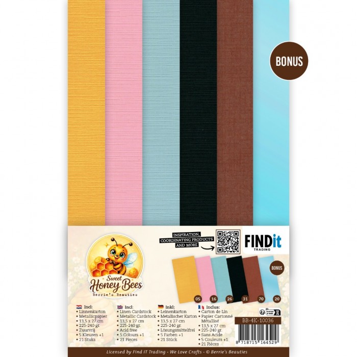 Linen Cardstock Pack - Berries Beauties - Sweet Honey Bees - 4K