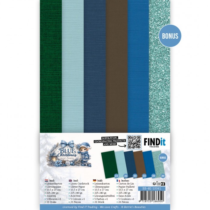 Linen Cardstock Pack - Berries Beauties - Blue Christmas - 4K