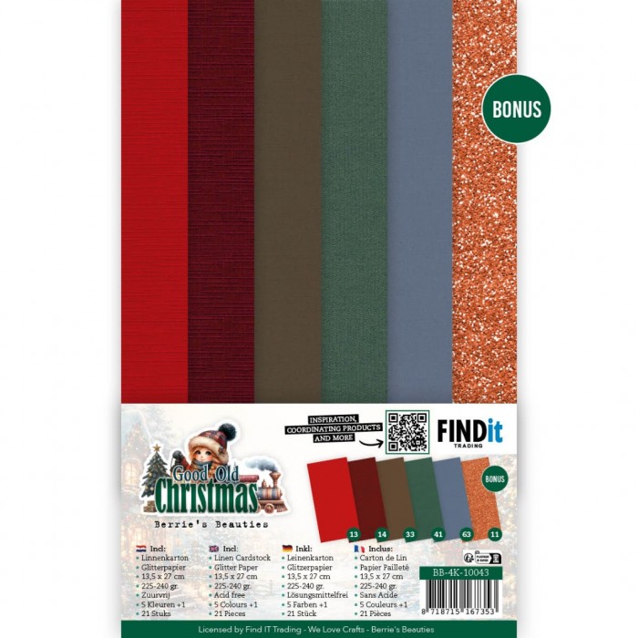 Linen Cardstock Pack - Berries Beauties - Good Old Christmas - 4K