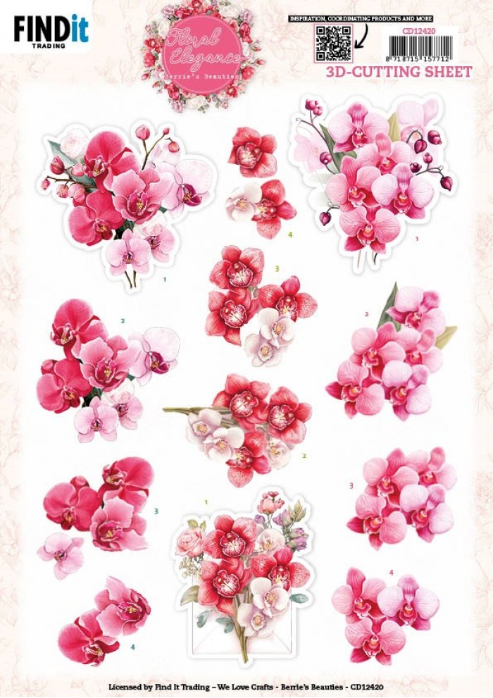 3D Cutting Sheet - Berries Beauties - Floral Elegance - Orchid Grace