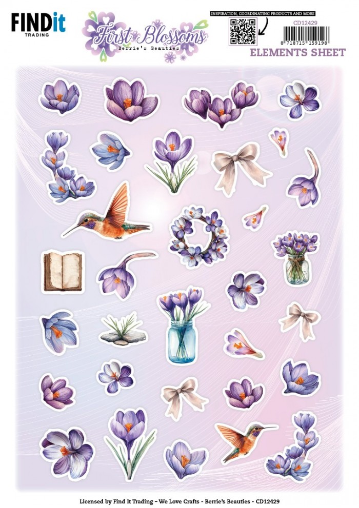 Cutting Sheet - Berries Beauties - First Blossoms - Small Elements