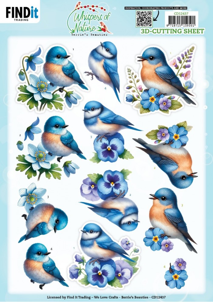 3D Cutting Sheet - Berries Beauties - Whispers of Nature - Blue