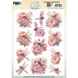 3D Cutting Sheet - Berries Beauties - Dragonflies - Pink 3D Cutting Sheet - Berries Beauties - Dragonflies - Pink