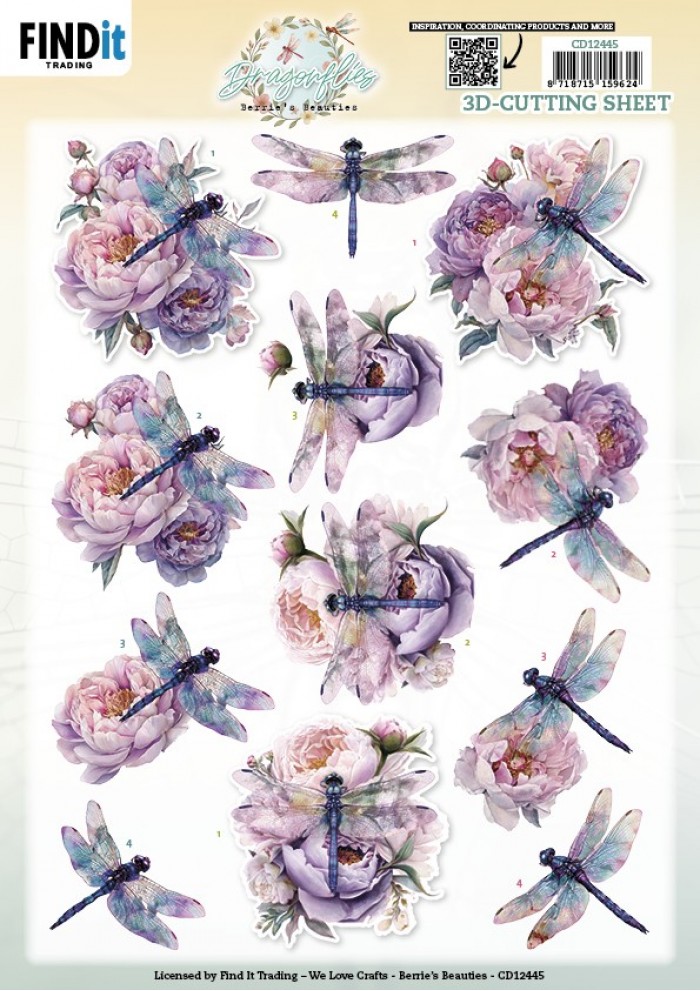 3D Cutting Sheet - Berries Beauties - Dragonflies - Lilac