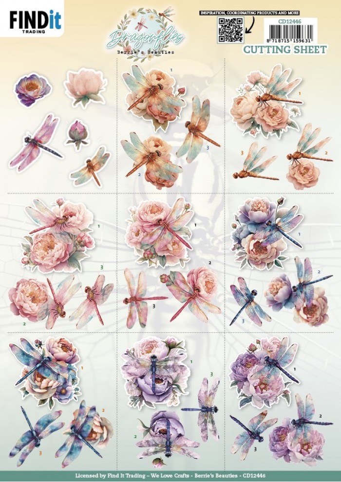 Cutting Sheet - Berries Beauties - Dragonflies - Mini