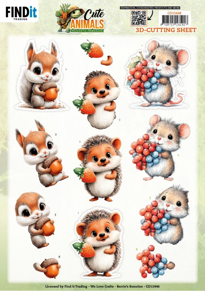 3D Cutting Sheet - Berries Beauties - Cute Animals - Forest Friends