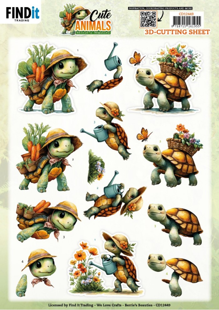 3D Cutting Sheet - Berries Beauties - Cute Animals - Turtles