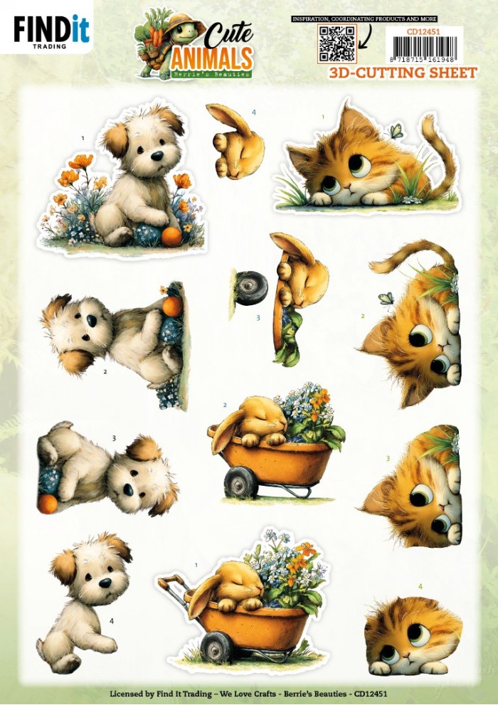 3D Cutting Sheet - Berries Beauties - Cute Animals - Garden Friends