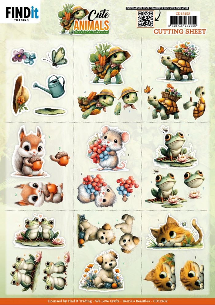 Cutting Sheet - Berries Beauties - Cute Animals - Mini