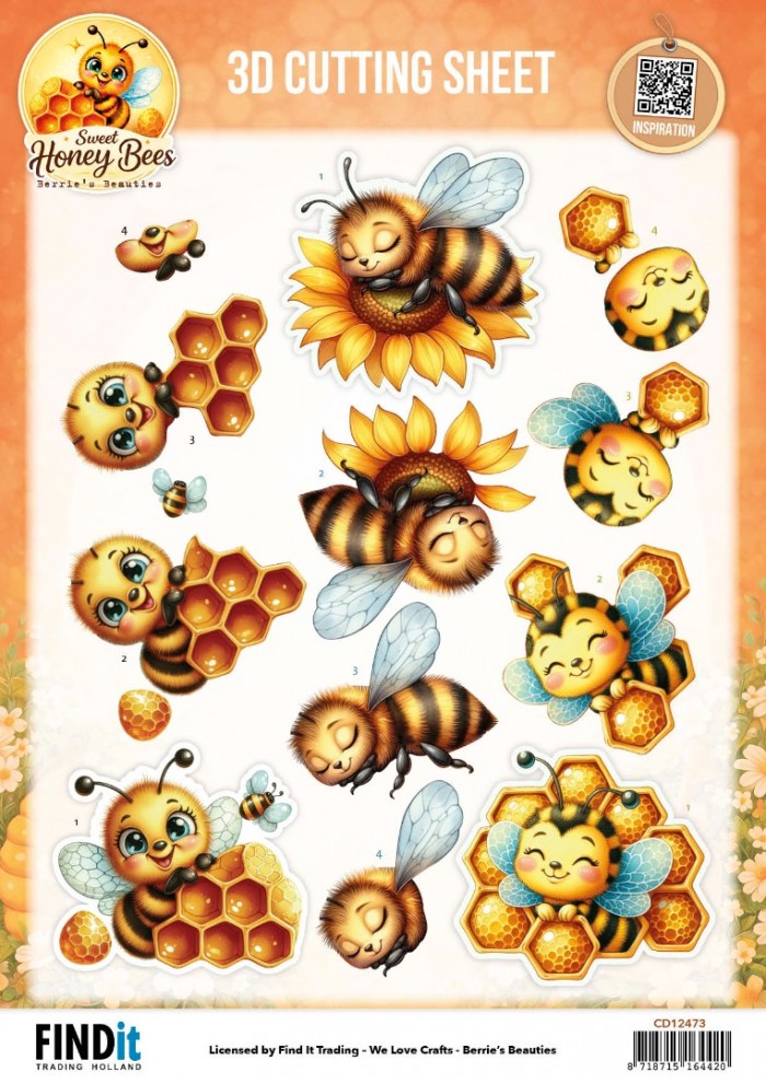 3D Cutting Sheet - Berries Beauties - Sweet Honey Bees - Golden Garden