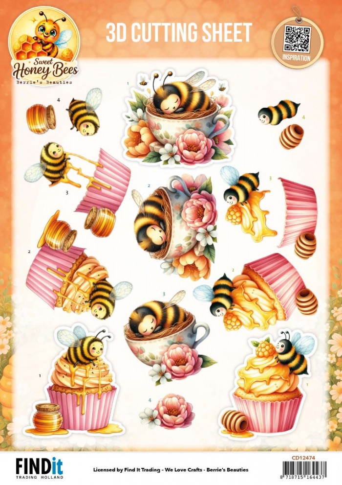 3D Cutting Sheet - Berries Beauties - Sweet Honey Bees - Honey Bee Delights
