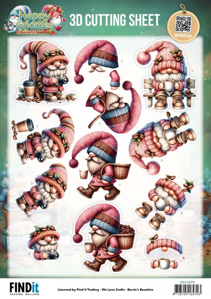 3D Cutting Sheet - Berries Beauties - Happy Gnomes - Coffee & Clicks