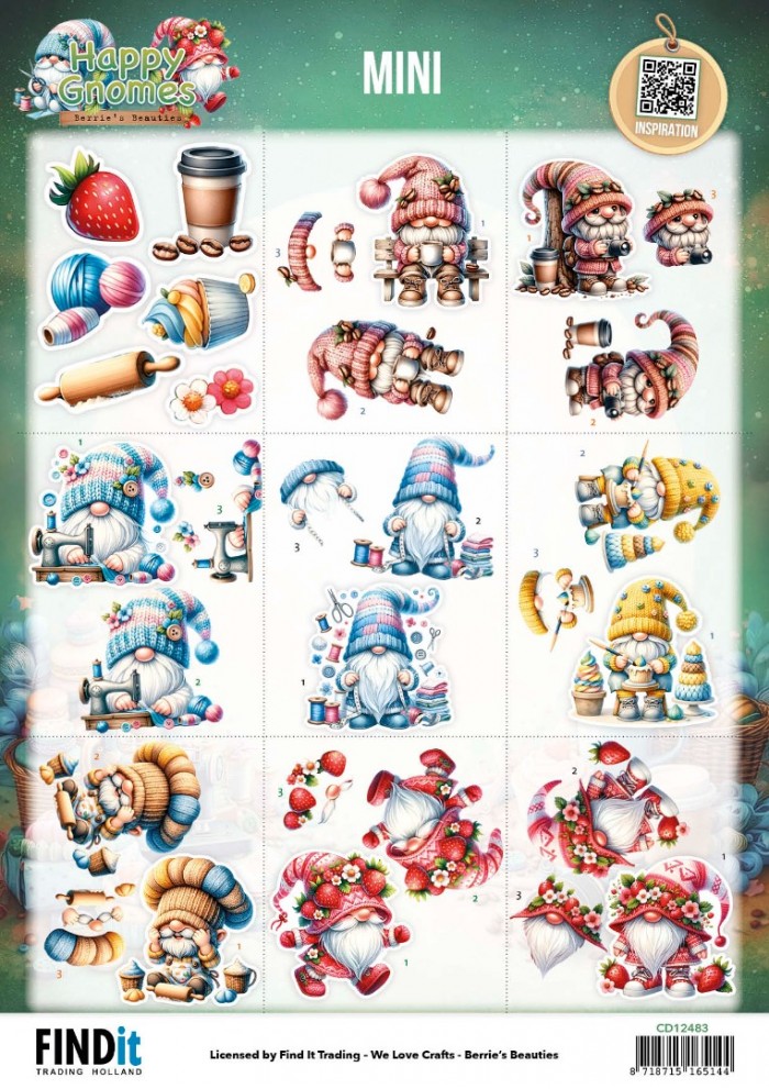 Cutting Sheet - Berries Beauties - Happy Gnomes - Mini