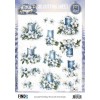 3D Cutting Sheet - Berries Beauties - Blue Christmas - Blue Candles and White Poinsettia
