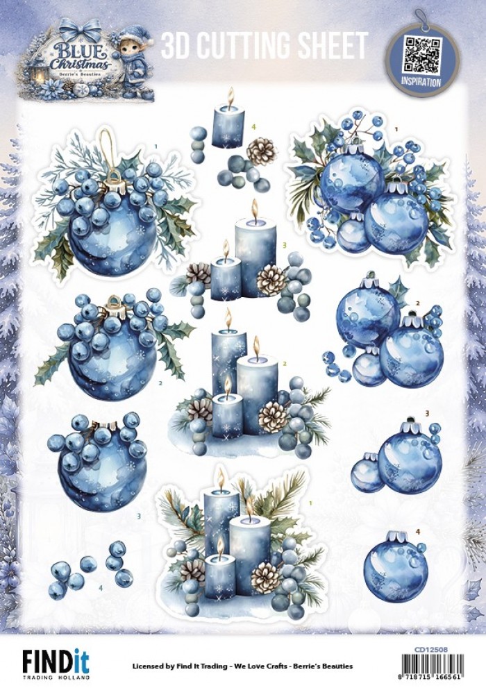 3D Cutting Sheet - Berries Beauties - Blue Christmas - Christmas Feelings