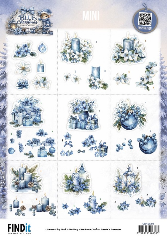Cutting Sheet - Berries Beauties - Blue Christmas - Mini