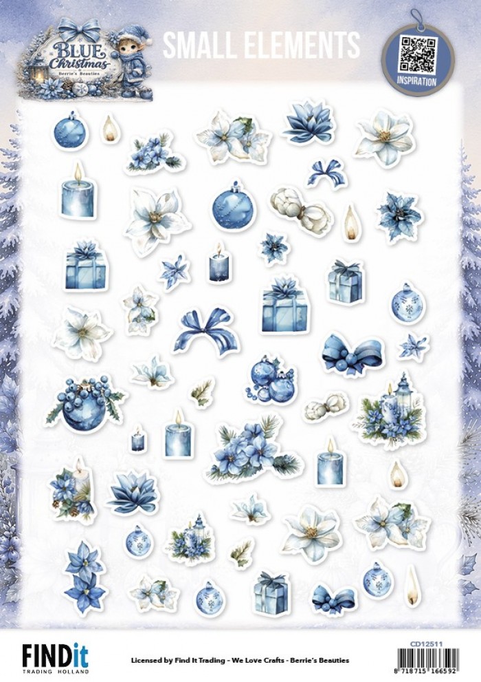 Cutting Sheet - Berries Beauties - Blue Christmas - Small Elements