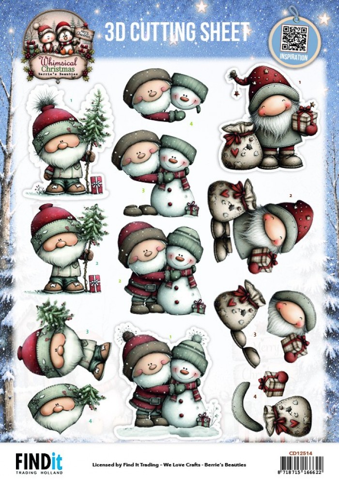 3D Cutting Sheet - Berries Beauties - Whimsical Christmas - Santa Claus
