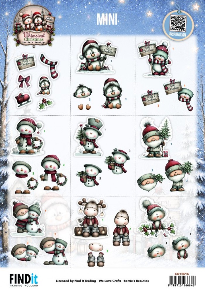 Cutting Sheet - Berries Beauties - Whimsical Christmas - Mini