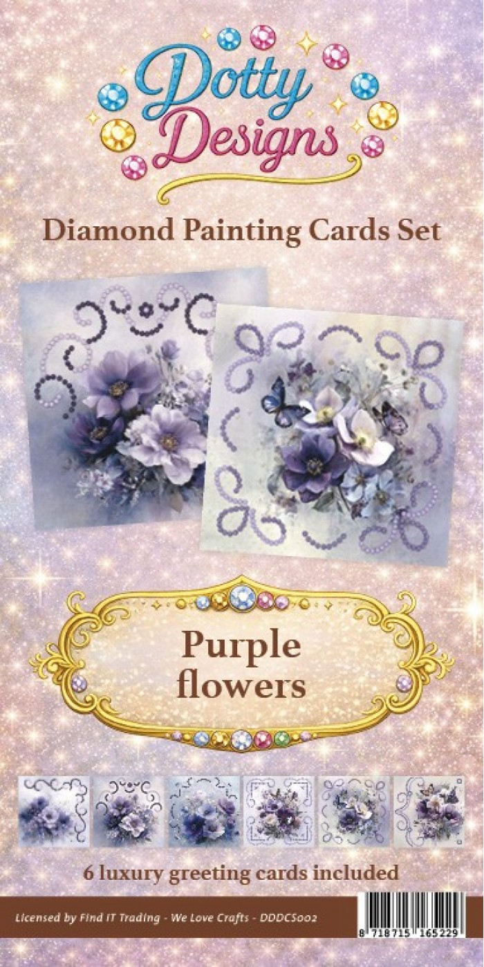 Dotty Design - Diamond Card Set - Purple Flowers & Butterflies