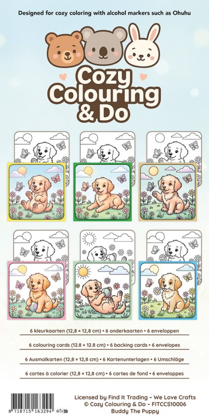 Findit Color - Cozy Colouring Cards Set - Buddy The Puppy - Outside Adventures
