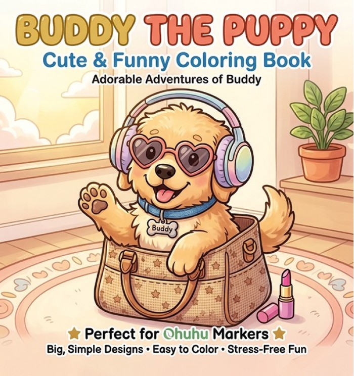 Findit Color - Mini Cozy Colouring Book - Buddy The Puppy (15 x 15 cm)
