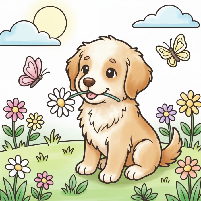 Findit Color - Cozy Colouring Cards Set - Buddy The Puppy - Outside Adventures