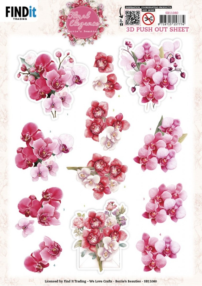 3D Pushout Sheet - Berries Beauties - Floral Elegance - Orchid Grace