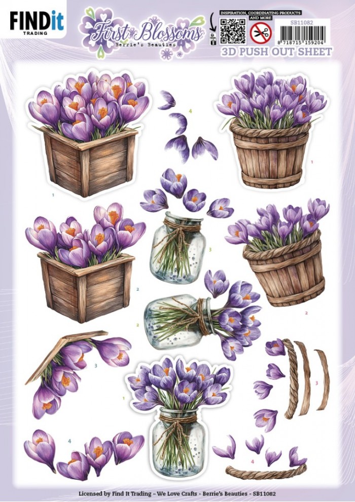 3D Pushout Sheet - Berries Beauties - First Blossoms - Crocus Charm