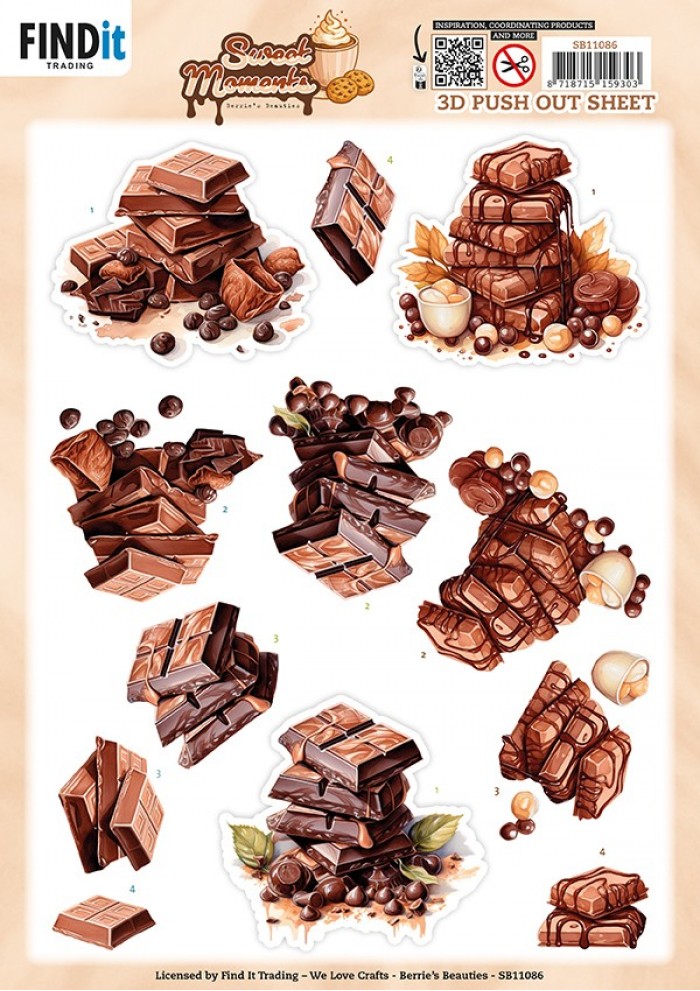 3D Pushout Sheet - Berries Beauties - Sweet Moments - Chocolate Bliss