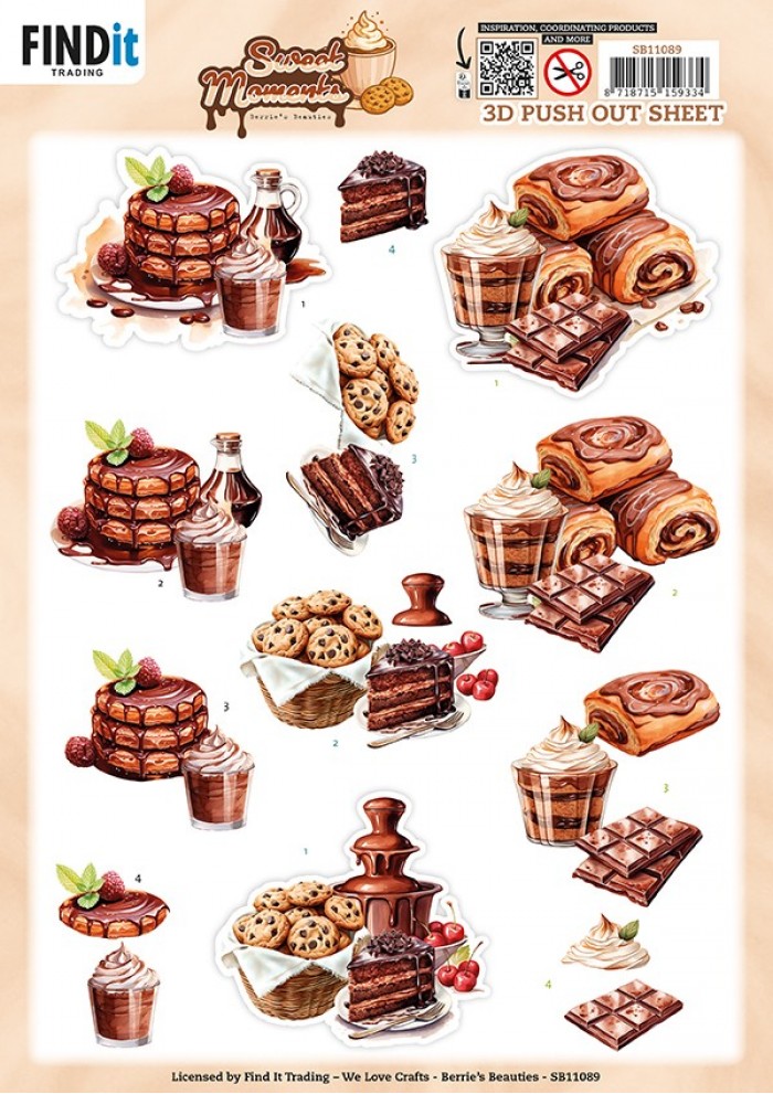 3D Pushout Sheet - Berries Beauties - Sweet Moments - Sugar Treats