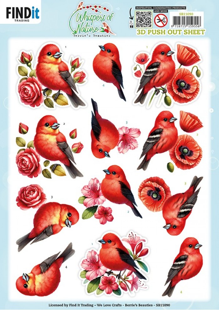 3D Pushout Sheet - Berries Beauties - Whispers of Nature - Red