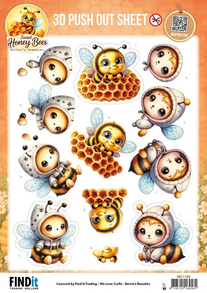 3D Pushout Sheet - Berries Beauties - Sweet Honey Bees - Honeycomb Friends