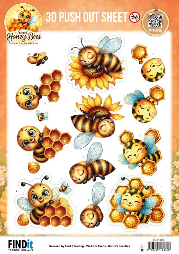 3D Pushout Sheet - Berries Beauties - Sweet Honey Bees - Golden Garden