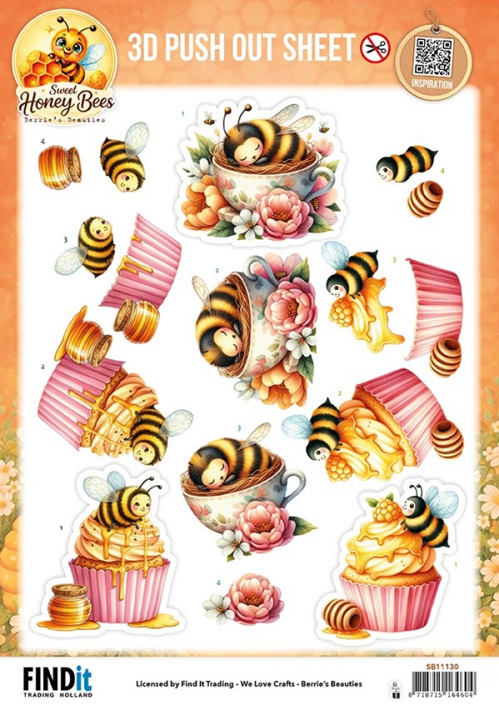 3D Pushout Sheet - Berries Beauties - Sweet Honey Bees - Honey Bee Delights